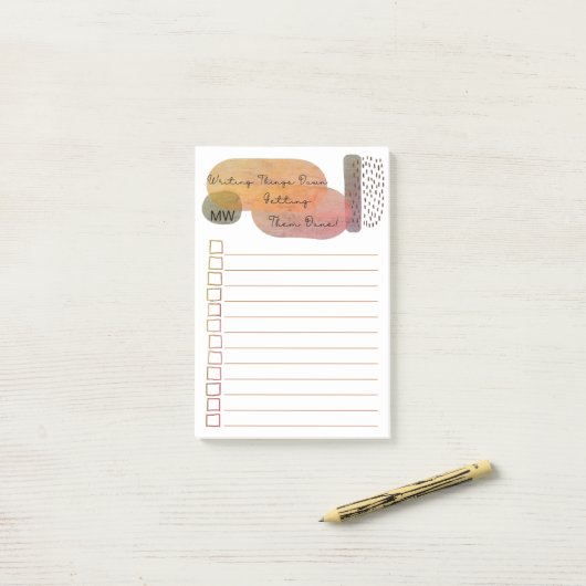 Doodle Boxes Abstracte vormen Monogram te doen lij Post-it® Notes (Op bureau)