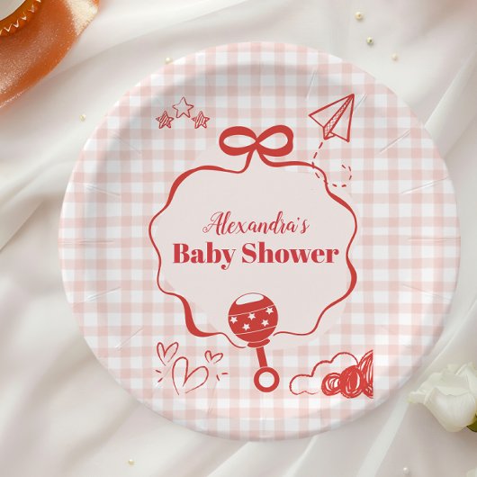 Doodle Brunch Bow Bow Baby shower Papieren Bordje