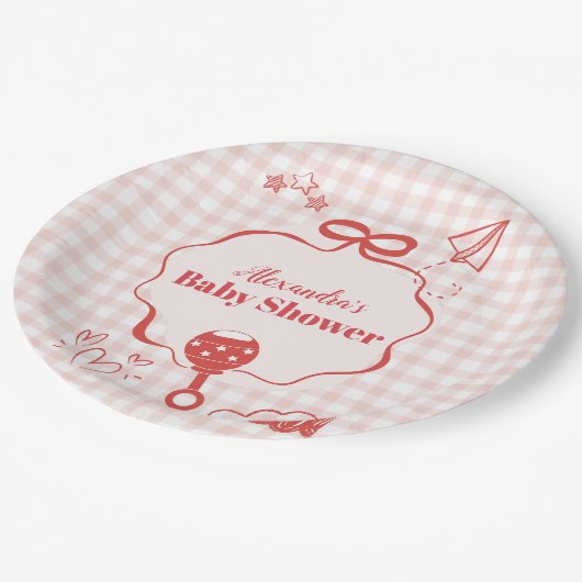 Doodle Brunch Bow Bow Baby shower Papieren Bordje (Gekanteld)