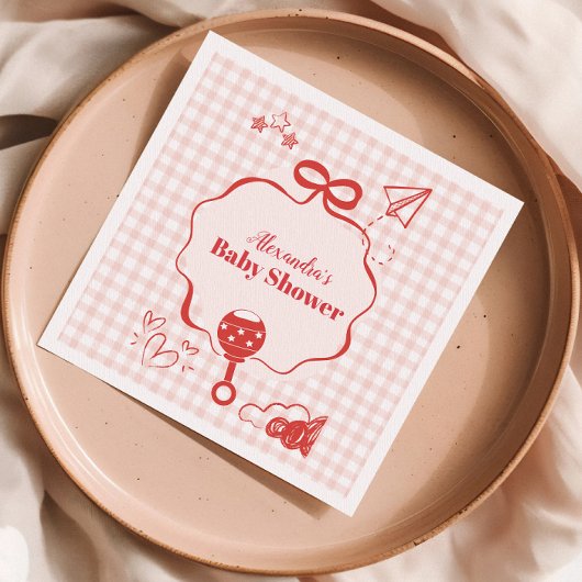 Doodle Brunch Bow Bow Baby shower Servet