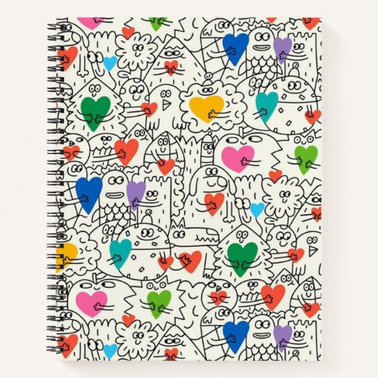 Doodle Buddies & Hearts Notitieboek (Voorkant)