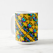 Doodle bug bloemenpatroon koffiemok (Voorkant links)