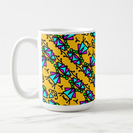 Doodle bug bloemenpatroon koffiemok (Links)