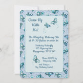 Doodle Bugs Butterflies - blue - kids birthday. Kaart (Achterkant)