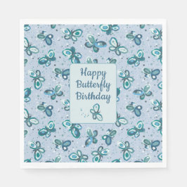 Doodle Bugs Butterflies - blue - kids birthday. Servet