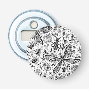 Doodle-bugs in donkerblauw button flesopener