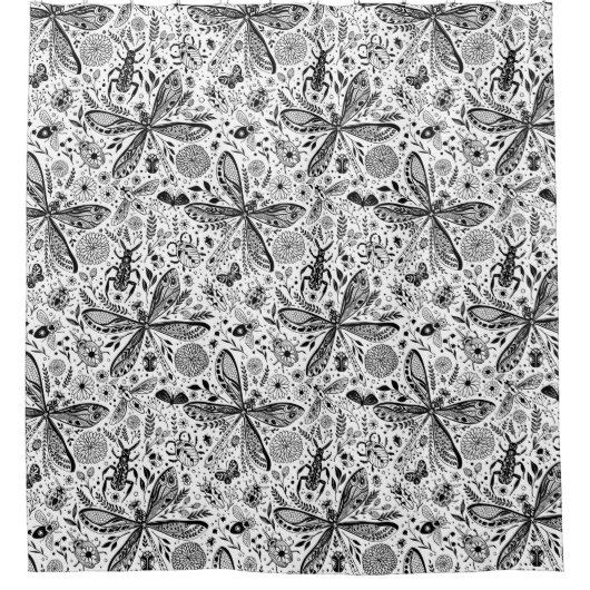 Doodle-bugs in donkerblauw douchegordijn (Voorkant)