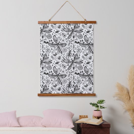 Doodle-bugs in donkerblauw hangend wandkleed (Slaapkamer)