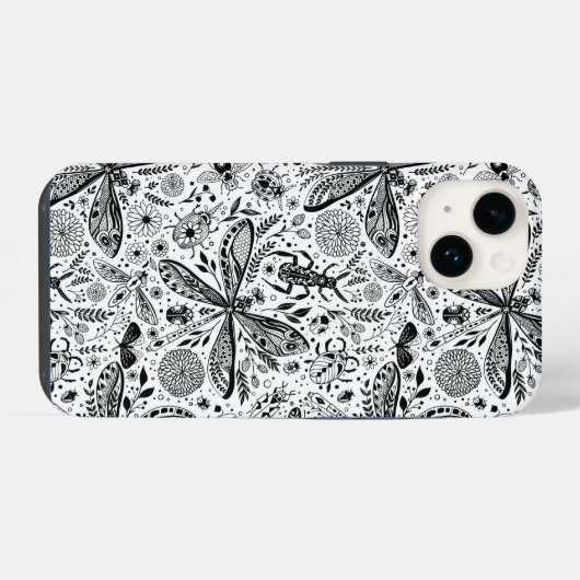 Doodle-bugs in donkerblauw iPhone hoesje (Achterkant horizontaal)