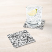 Doodle-bugs in donkerblauw kartonnen onderzetters (Insitu)