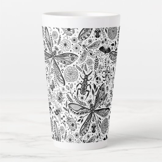 Doodle-bugs in donkerblauw latte mok (Voorkant)