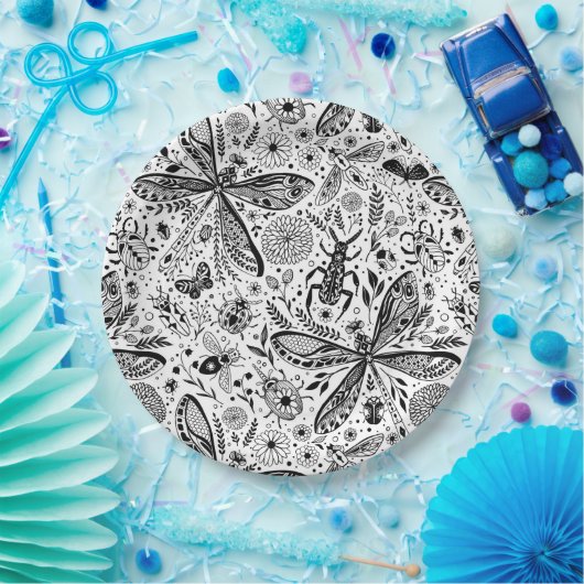 Doodle-bugs in donkerblauw papieren bordje (Feest)