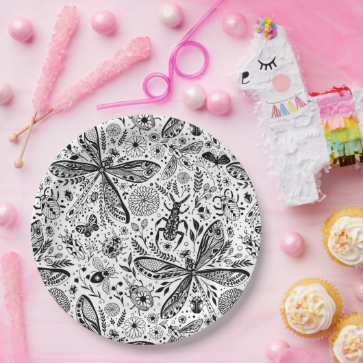 Doodle-bugs in donkerblauw papieren bordje (Feest)