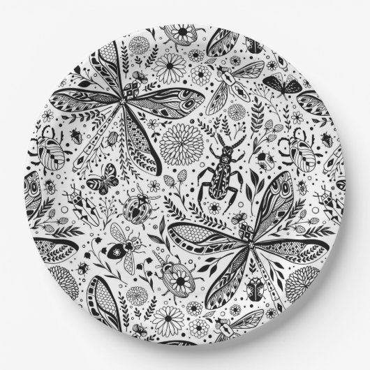 Doodle-bugs in donkerblauw papieren bordje (Voorkant)