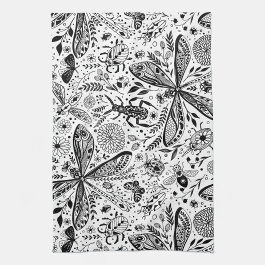 Doodle-bugs in donkerblauw theedoek (Verticaal)