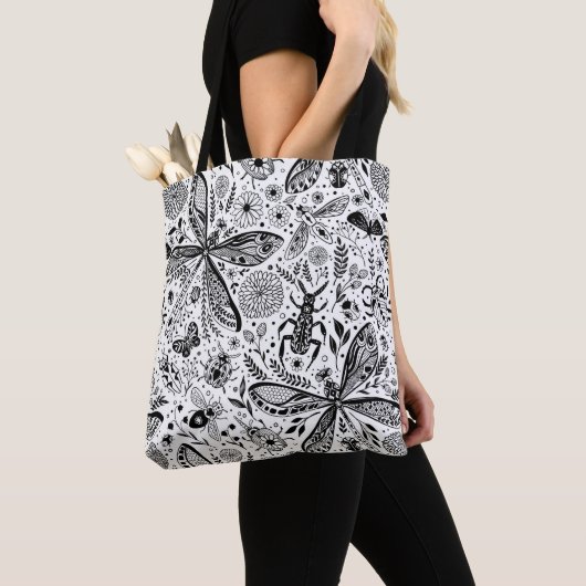 Doodle-bugs in donkerblauw tote bag (Dichtbij)