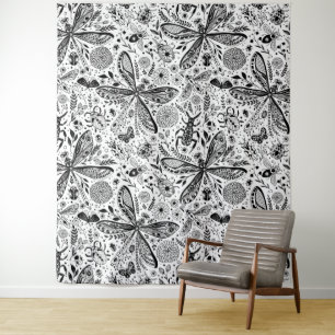 Doodle-bugs in donkerblauw wandkleed