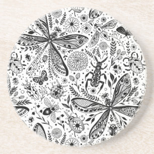 Doodle-bugs in donkerblauw zandsteen onderzetter