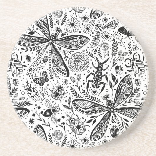 Doodle-bugs in donkerblauw zandsteen onderzetter (Voorkant)