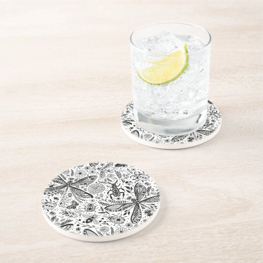 Doodle-bugs in donkerblauw zandsteen onderzetter (Zijkant)