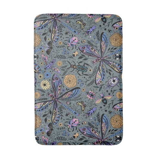 Doodle-bugs op grijs rooster badmat (Voorkant Verticaal)