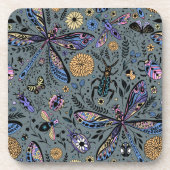 Doodle-bugs op grijs rooster bier onderzetter (Voorkant)