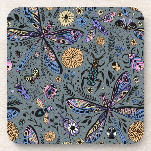 Doodle-bugs op grijs rooster bier onderzetter (Voorkant)