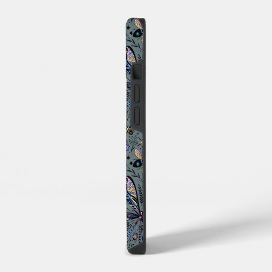 Doodle-bugs op grijs rooster iPhone hoesje (Linkerkant)