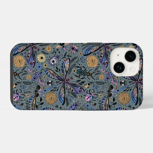 Doodle-bugs op grijs rooster iPhone hoesje (Achterkant horizontaal)