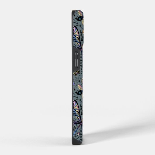 Doodle-bugs op grijs rooster iPhone hoesje (Rechterkant)