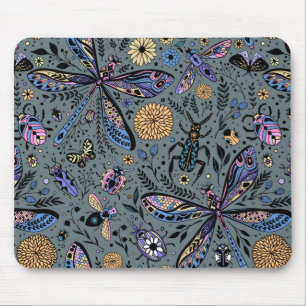 Doodle-bugs op grijs rooster muismat