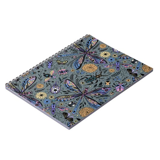 Doodle-bugs op grijs rooster notitieboek (Linkerzijde)