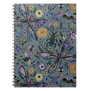 Doodle-bugs op grijs rooster notitieboek