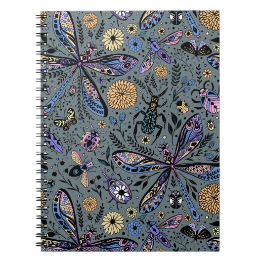 Doodle-bugs op grijs rooster notitieboek (Voorkant)