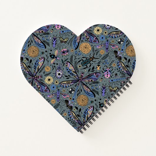 Doodle-bugs op grijs rooster notitieboek (Achterkant)