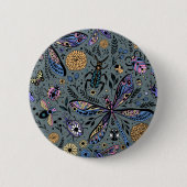 Doodle-bugs op grijs rooster ronde button 5,7 cm (Voorkant)