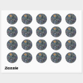 Doodle-bugs op grijs rooster ronde sticker (Vel)