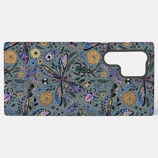 Doodle-bugs op grijs rooster samsung galaxy hoesje (Achterkant horizontaal)