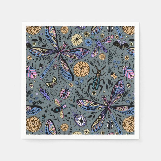 Doodle-bugs op grijs rooster servet (Voorkant)