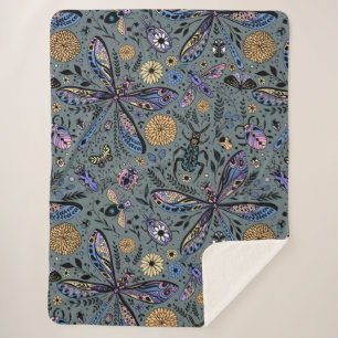 Doodle-bugs op grijs rooster sherpa deken