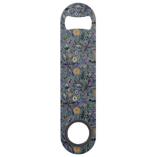 Doodle-bugs op grijs rooster speed flessenopener (Voorkant)