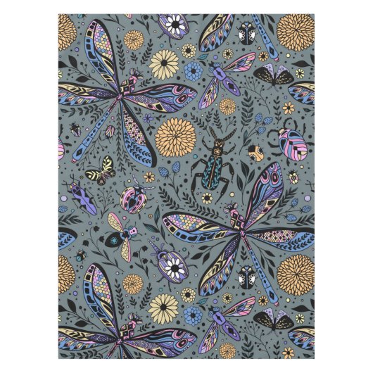 Doodle-bugs op grijs rooster tafelkleed (Voorkant)