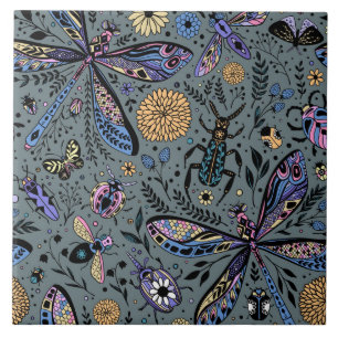 Doodle-bugs op grijs rooster tegeltje