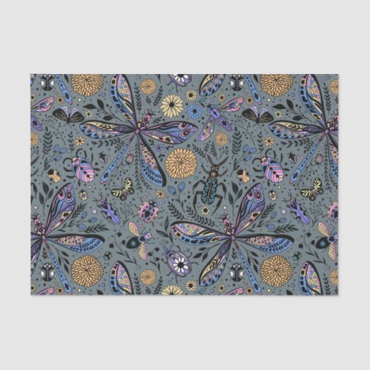 Doodle-bugs op grijs rooster tissuepapier (Voorkant)