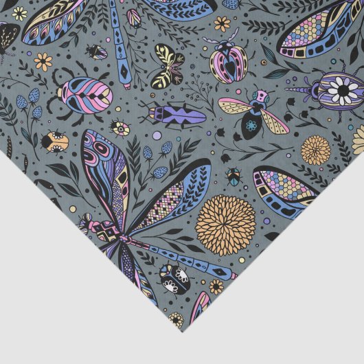 Doodle-bugs op grijs rooster tissuepapier (Detail)