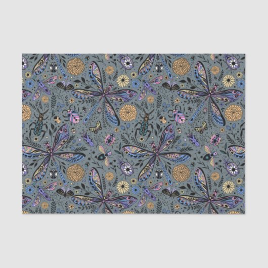 Doodle-bugs op grijs rooster tissuepapier (Voorkant)