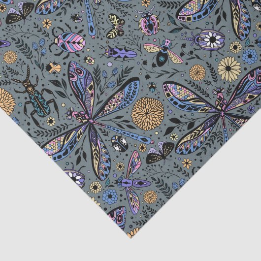 Doodle-bugs op grijs rooster tissuepapier (Detail)