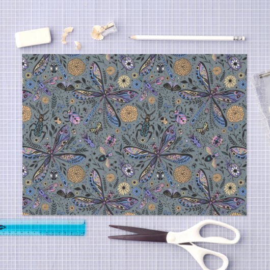 Doodle-bugs op grijs rooster tissuepapier (Craft)