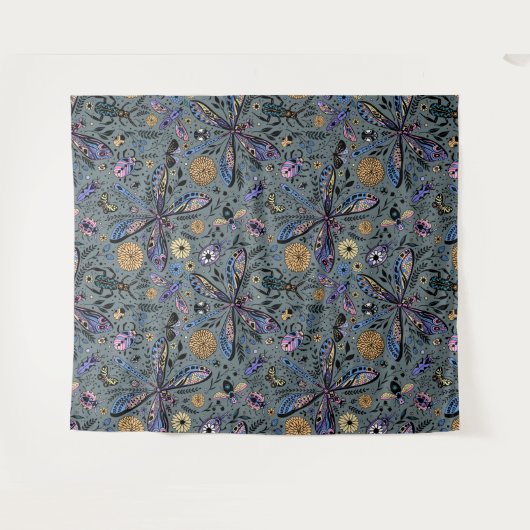 Doodle-bugs op grijs rooster wandkleed (Voorkant (horizontaal))