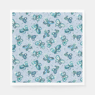 Doodle Bugs Vlinders - blauw - kinderfeestje. Servet